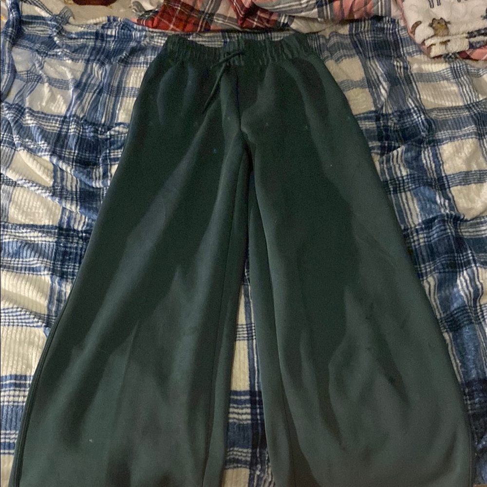 Dark Green Wide-Leg Pants